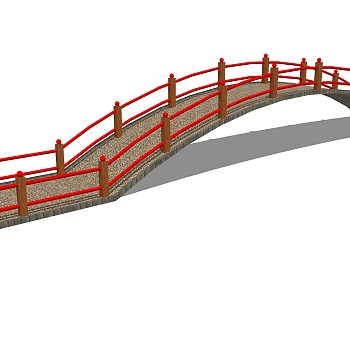 51中式景观玻璃木拱桥景观桥sketchup草图模型下载