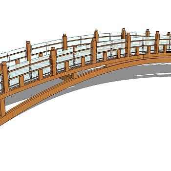 50中式景观玻璃木拱桥景观桥sketchup草图模型下载