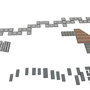园林景观青石板路面甬路SketchUp草图模型下载 (3)