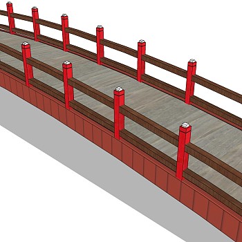 49中式木拱桥景观桥sketchup草图模型下载