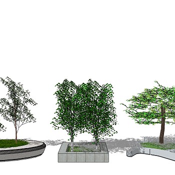 街道景观树池 su草图模型下载 (3)