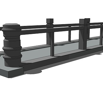 38中式桥、石桥、石栏杆sketchup草图模型下载