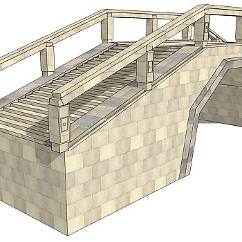 37中式桥、石桥、石栏杆sketchup草图模型下载