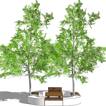 05景观树池户外座椅树池sketchup草图模型下载