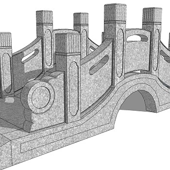 24中式桥,石桥,石栏杆,玉石栏杆,石拱桥景观桥sketchup草图模型下载