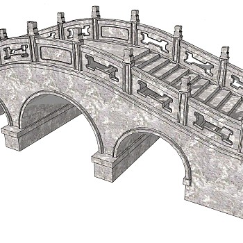 22中式桥,石桥,石栏杆,玉石栏杆,石拱桥景观桥sketchup草图模型下载