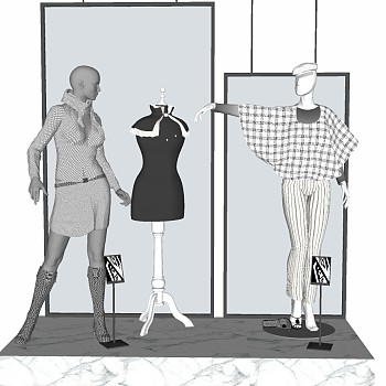 服装专卖店橱窗陈设模特展台展架 (4)