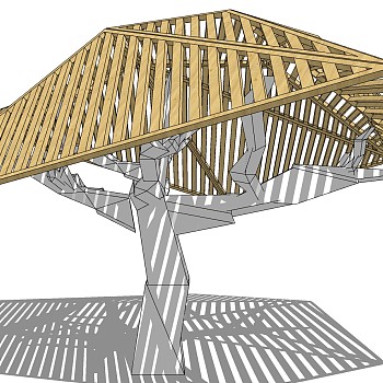 02异形几何结构凉亭遮阳棚sketchup草图模型下载