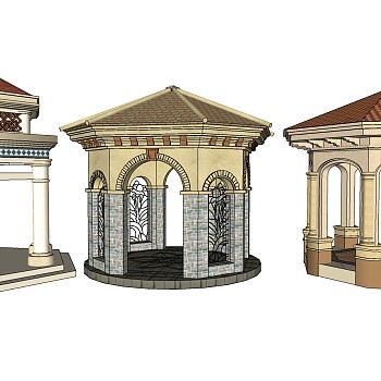 75欧式法式铁艺景观凉亭亭子sketchup草图模型下载