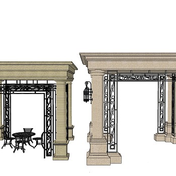 70欧式法式景观凉亭亭子sketchup草图模型下载