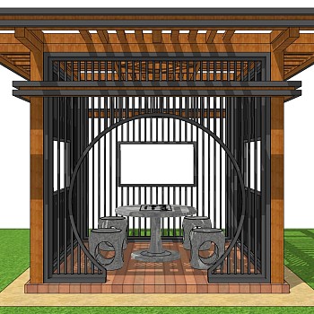 50新中式东南亚景观凉亭亭子sketchup草图模型下载