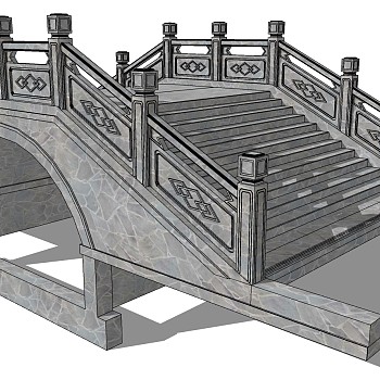 中式景观石材栏杆拱桥b (4)