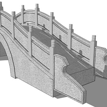中式景观石材栏杆拱桥 (5)