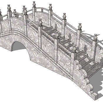 中式景观石材栏杆拱桥 (7)