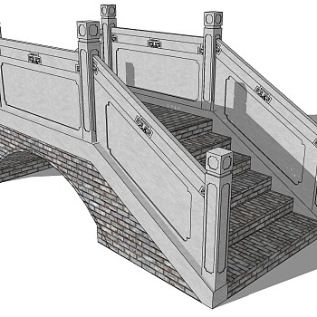 中式景观石材栏杆拱桥b (1)