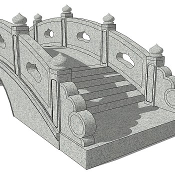 中式景观石材栏杆拱桥1 (3)