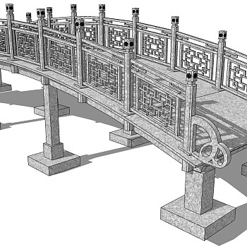 中式景观石材栏杆拱桥 (12)
