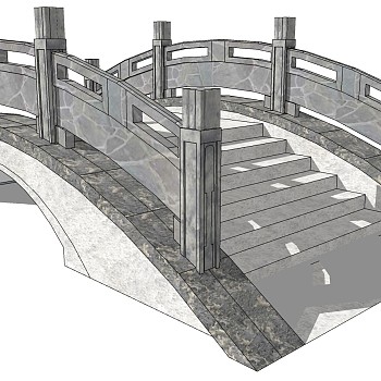 中式景观石材栏杆拱桥 a (1)