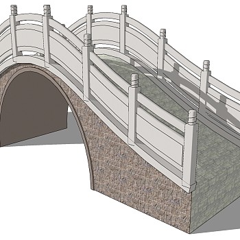 中式景观石材栏杆拱桥 (15)