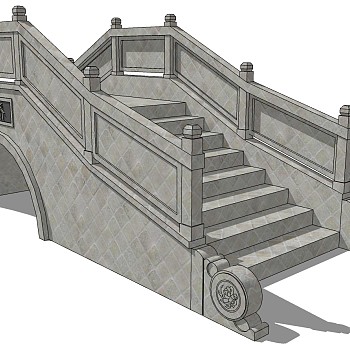 中式景观石材栏杆拱桥 (17)