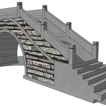 中式景观石材栏杆拱桥 (25)