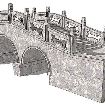 中式景观石材栏杆拱桥 (19)