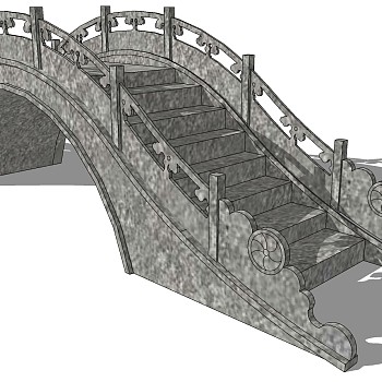 中式景观石材栏杆拱桥 (23)