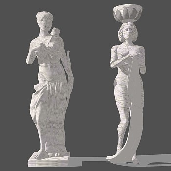 欧式人物雕塑雕像su草图模型下载