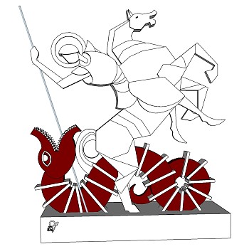 欧式人物罗马士兵雕塑雕像SketchUp草图模型下载