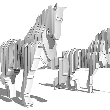骏马抽象景观造景雕塑SketchUp草图模型下载