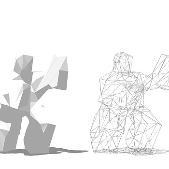 抽象运动太极人物雕塑摆件SketchUp草图模型下载