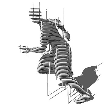 抽象运动人物雕塑SketchUp草图模型下载