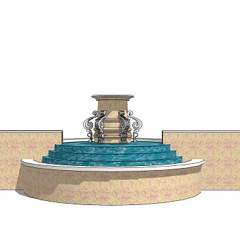 33欧式水景雕塑花池sketchup草图模型下载