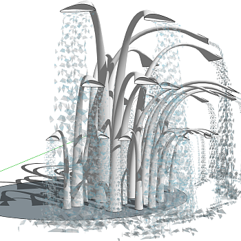 现代抽象城市雕塑景观水景喷泉sketchup草图模型下载