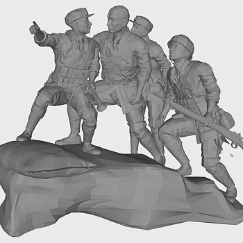 红军革命战士抗战人物博物馆展厅雕塑 雕像 su草图模型 (8)