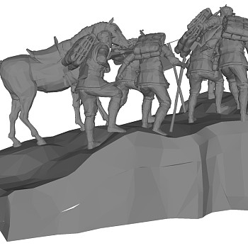 红军革命战士抗战人物博物馆展厅雕塑 雕像 su草图模型 (7)