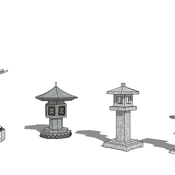 中式日式庭院景观石头灯笼 (3)