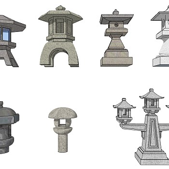 中式日式庭院景观石头灯笼 (2)