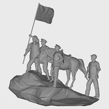 红军革命战士抗战人物博物馆展厅雕塑 雕像 su草图模型 (3)