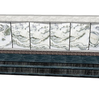 新中式大理石水景造型背景墙