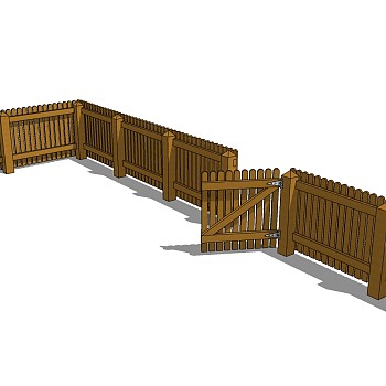 19现代木制栅栏围栏sketchup草图模型下载
