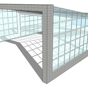 现代钢架玻璃膜车库出入口 (2)