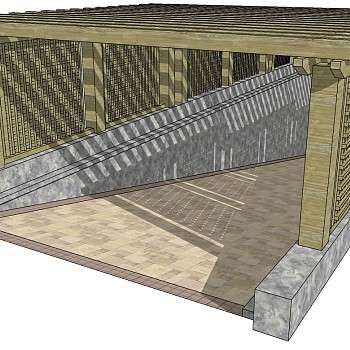新中式木架子车库出入口廊架 (5)