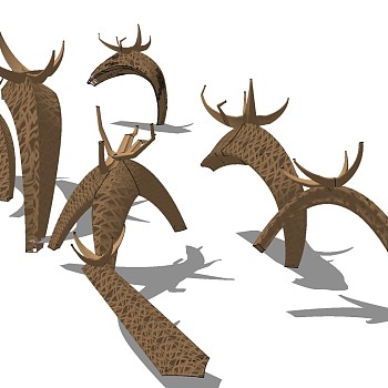 抽象鹿群麋鹿雕塑 (2)