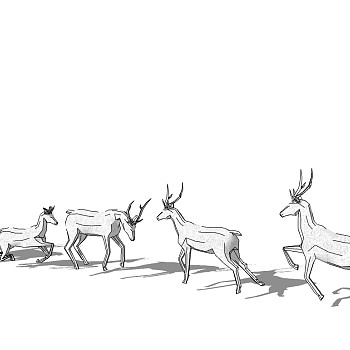 抽象鹿群麋鹿雕塑 (1)