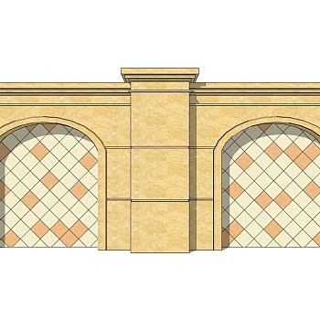 9欧式法式弧形景墙背景墙壁灯sketchup草图模型下载