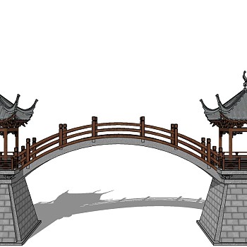 中式古建凉亭城楼桥廊桥