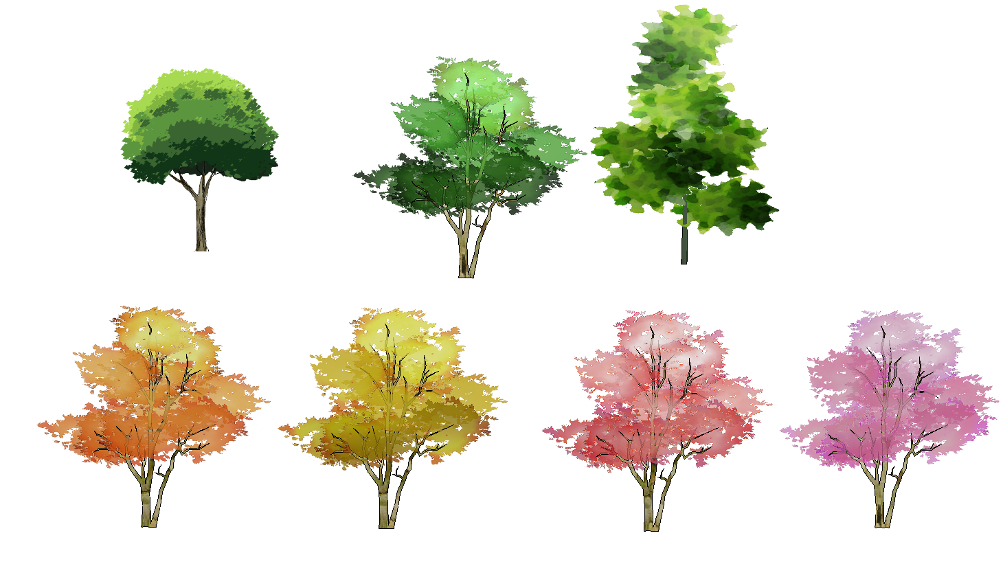 手绘景观装饰平面树素材免费下载 - 觅知网