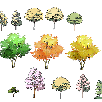 35-景观手绘风格植物树