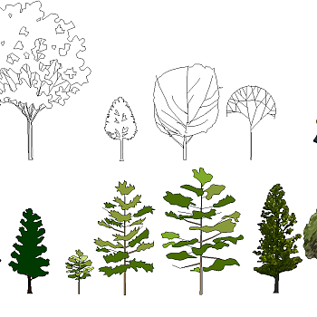12-抽象手绘风格景观植物树